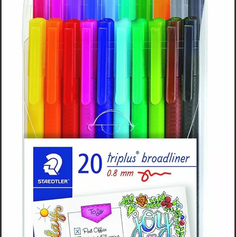 20 Piece Staedtler Triplus Broadliner Art Marker Pen Set, Assorted Colors, New
